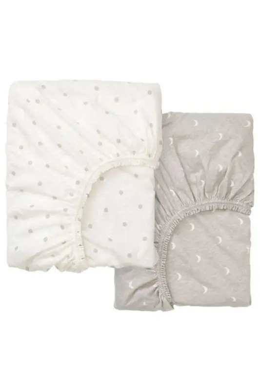 Lenast Fitted Sheet Set, White-Beige - 2 Pack - IKEA