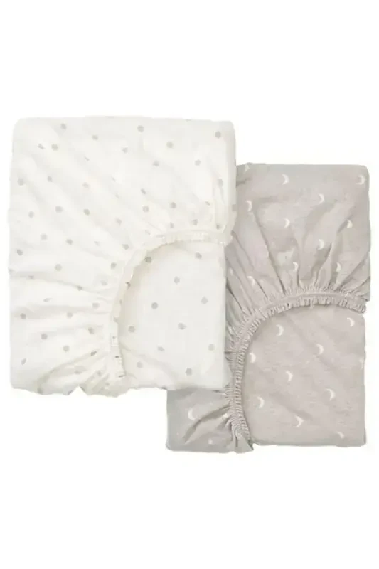 Lenast Lastikli Choyshab To'plami, Oq-Bej - 2ta Paket - IKEA