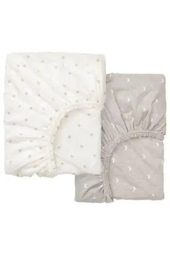 Lenast Простыня На Резинке, Бело-Бежевый - Упаковка Из 2 Штук - 1