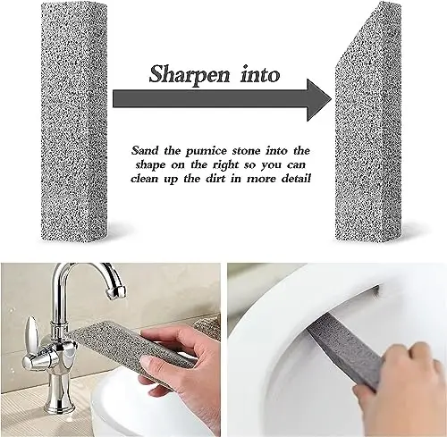 Lenicany 12Pack Pumice Stone for Toilet Cleaning Bowl Stick,Powerfully Cleans Hard Water Rings, Calcium Buildup & Stains, Suitable for Cleaning Toilet, Bathtubs, Kitchen Sink, Grill - LENICANY (1)