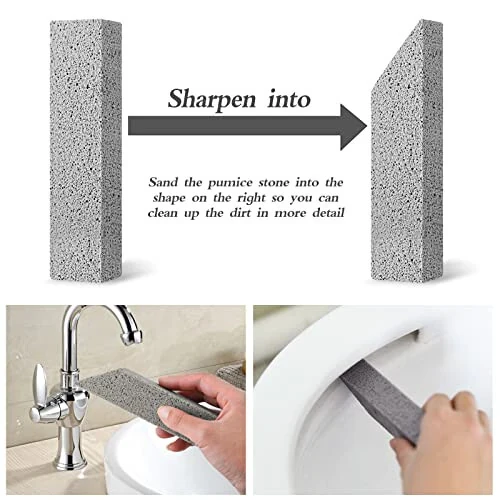 Lenicany 6Pack Pumice Stone for Toilet Cleaning Bowl Stick,Powerfully Cleans Hard Water Rings, Calcium Buildup & Stains, Suitable for Cleaning Toilet, Bathtubs, Kitchen Sink, Grill - 6