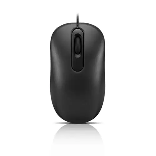Lenovo 100 Wired USB Computer Mouse for PC, Laptop, Computer with Windows - Full-Size - Ambidextrous Design - 3 Buttons - Red Optical Sensor – Black - 1