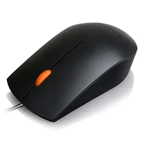 Lenovo 300 USB Wired Computer Mouse - Full Size Optical Ambidextrous Mouse with 1600 DPI, Reliable USB-A Wired Connection, Easy 3-Button Navigation – Long Lasting, Durable Basic Mouse, Black - 2
