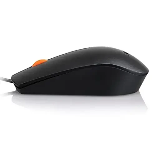 Lenovo 300 USB Wired Computer Mouse - Full Size Optical Ambidextrous Mouse with 1600 DPI, Reliable USB-A Wired Connection, Easy 3-Button Navigation – Long Lasting, Durable Basic Mouse, Black - 3