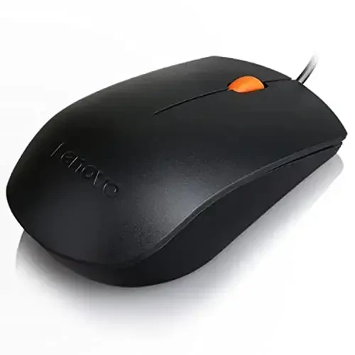 Lenovo 300 USB Wired Computer Mouse - Full Size Optical Ambidextrous Mouse with 1600 DPI, Reliable USB-A Wired Connection, Easy 3-Button Navigation – Long Lasting, Durable Basic Mouse, Black - 4