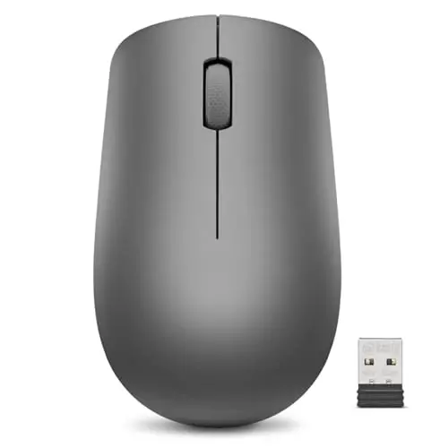 Lenovo 530 Full Size Wireless Computer Mouse for PC, Laptop, Computer with Windows - 2.4 GHz Nano USB Receiver - Ambidextrous Design - 12 Months Battery Life - Graphite Grey - LENOVO