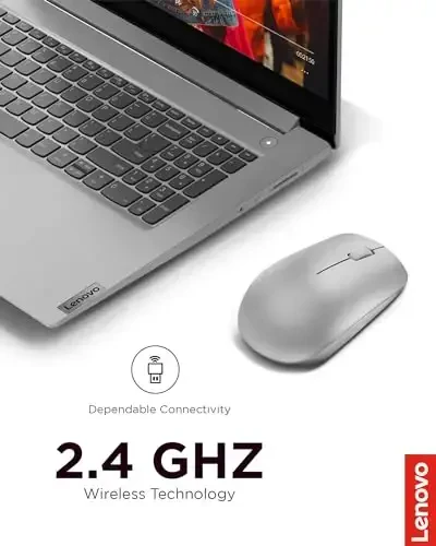 Lenovo 530 Kompyuter uchun to'liq o'lchamli simsiz kompyuter sichqonchasi, Windows bilan noutbuk, kompyuter - 2,4 GHz Nano USB qabul qiluvchi - Ikki tomonlama dizayn - 12 oy batareya quvvati - Platinum Grey - LENOVO (1)