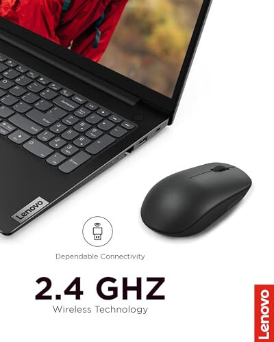 Lenovo 530 Wireless Mouse – Full Size Computer Mouse for PC, Laptop, Windows Computer - 2.4 GHz Nano USB Receiver - Ambidextrous Design - 12 Months Battery Life – Cordless - 2