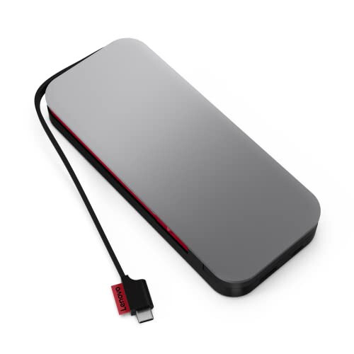 Lenovo Go USB-C Dizüstü Bilgisayar Şarj Cihazı (20000 mAh) - 65W - USB-C ve USB-A Bağlantı Noktaları - Hızlı Şarj Taşınabilir Güç İstasyonu Entegre Kablo ile - Model PBLG2W - Fırtına Grisi & 65W USB-C DC Seyahat Adaptörü - 2