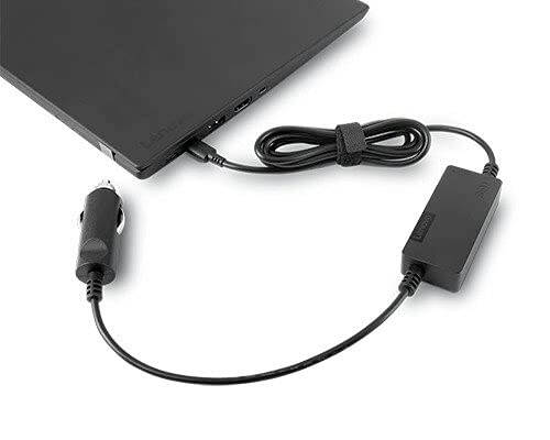 Lenovo Go USB-C Laptop Power Bank (20000 mAh) - 65W - USB-C and USB-A Ports - Fast Charging Portable Power Station with Integrated Cable - Model PBLG2W - Storm Grey & 65W USB-C DC Travel Adapter - 7