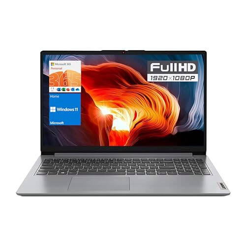 LENOVO IdeaPad 1 Noutbuk, 15,6” FHD Displey, Intel Celeron N4500 Protsessor, 12GB RAM, 512GB SSD, SD Kart O'quvchi, Raqamli Klaviatura, HDMI, Wi-Fi 6, Windows 11 Home, 1 Yil Office 365, Kulrang - 1