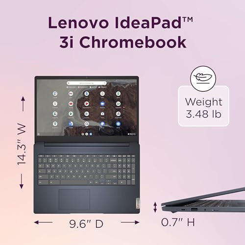 Lenovo IdeaPad 3i Chromebook, 15,6” FHD дисплей, Intel Celeron N4500, 8 ГБ ОЗУ, 64 ГБ eMMC, 1920x1080 пикселей, 720p камера, Chrome OS, Abyss Blue - 12