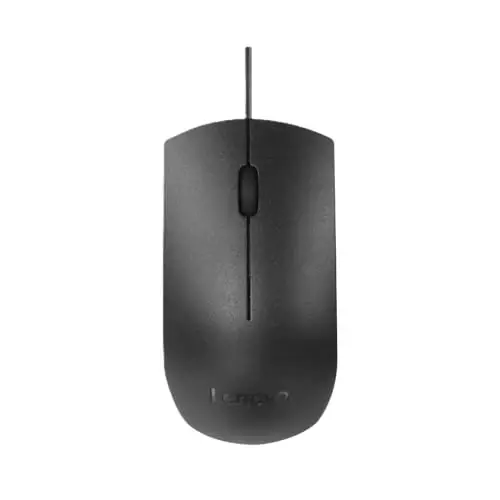 Lenovo USB-C Wired Mouse, Full Size, Ambidextrous Design, Black, Ergonomic Shape, Precision Sensor, Plug-and-Play for Right and Left-Handed Users, Durable Performance Gaming PC - 1