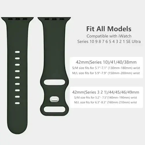 Lenrao Apple Watch Bands 44mm 45mm 42mm 49mm erkaklar uchun mos, silikon sport suv o'tkazmaydigan sozlanishi iWatch bands/watch Series 9/8/7/6/5/4/3/2/1 SE Ultra uchun tasmalar - 4