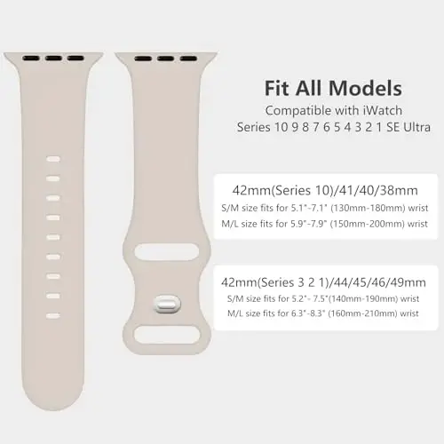 Lenrao, Apple Watch SE Kordonları ile Uyumlu, Nefes Alabilen Spor Silikon Bileklik, Apple Watch Kordonları 44mm 45mm 46mm 42mm 49mm Erkek/iWatch kordonları Seri 10/9/8/7/6/5/4/3/2/1 SE Ultra ile Uyumlu - 4