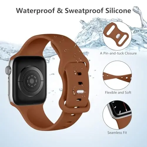 Lenrao Apple Watch SE Kordonları ile Uyumlu,Spor Silikon Ayarlanabilir Bileklik,Apple Watch Kordonları 46mm 44mm 45mm 42mm 49mm Erkek/iWatch kordonları Seri 10/9/8/7/6/5/4/3/2/1 SE Ultra ile Uyumlu - 3