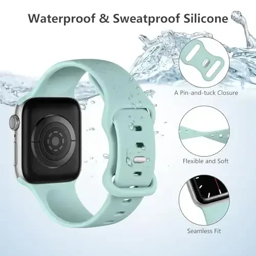 Lenrao Apple Watch SE tasmalariga mos keladi, nafas oladigan silikon sozlanishi bilaguzuk Apple Watch 44mm 45mm 42mm 46mm tasmalariga mos keladi, erkaklar uchun/iWatch 10/9/8/7/6/5/4/3/2/1 SE Ultra seriyalari uchun - 3