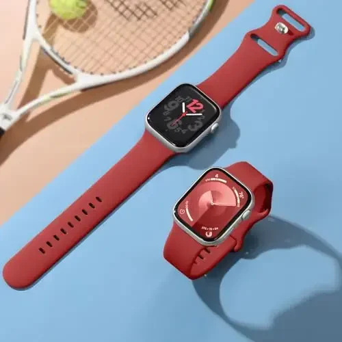 Lenrao Apple Watch uchun tasmalar bilan mos keladi, erkaklar uchun 46 mm 44 mm 45 mm 42 mm 49 mm, yumshoq sport silikon tasma Apple Watch Series 10/9/8/7/6/5/4/3/2/1 SE Ultra bilan mos keladi - 5