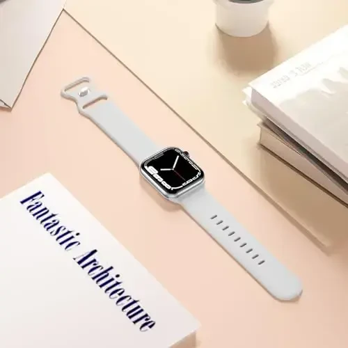 Lenrao Compatible with Apple Watch Bands 40mm 42mm 38mm 41mm for Women,White Silicone Sport Waterproof Adjustable Straps for iWatch Bands Watch Series 10/9/8/7/6/5/4/3/2/1 SE Ultra - 6