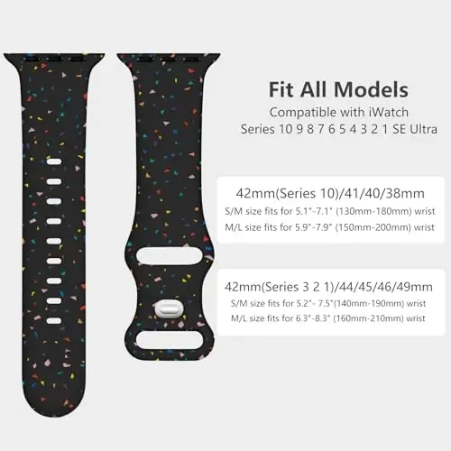 Lenrao Compatible with Apple Watch Bands 46mm 45mm 44mm 42mm for Men,Silicone Sport Waterproof Adjustable Straps for iWatch bands watch Series 10/9/8/7/6/5/4/3/2/1 SE Ultra - 5