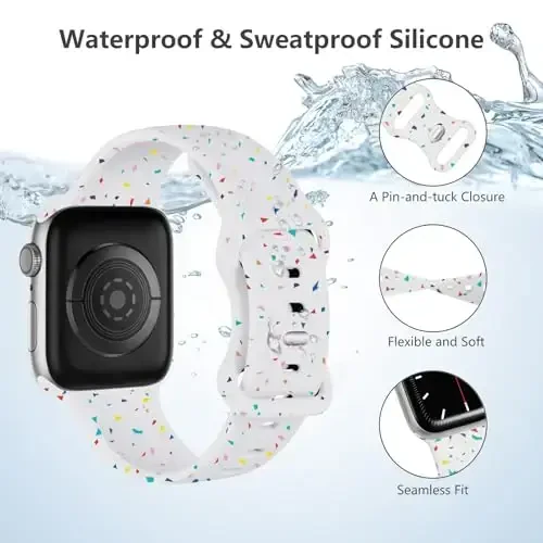 Lenrao Compatible with Apple Watch Bands for Men,Soft Sport Silicone Band Compatible with Apple Watch Bands 44mm 45mm 42mm 46mm/for iWatch Bands for Men/Watch Series 10/9/8/7/6/5/4/3/2/1 SE Ultra - 3