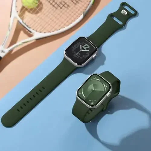 Lenrao Compatible with Apple Watch Bands for Men,Soft Sport Silicone Band Compatible with Apple Watch Bands 46mm 44mm 45mm 42mm 49mm/for iWatch Bands for Men/Watch Series 10/9/8/7/6/5/4/3/2/1 SE Ultra - 5