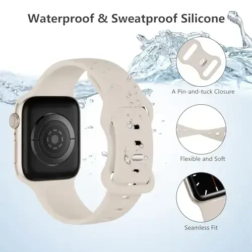 Lenrao Compatible with Apple Watch SE Bands,Breathable Sport Silicone Wristband Compatible with Apple Watch Bands 44mm 45mm 46mm 42mm 49mm for Men/for iWatch bands Series 10/9/8/7/6/5/4/3/2/1 SE Ultra - 2