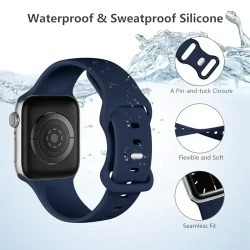 Lenrao Compatible with iWatch Bands, Breathable Sport Silicone Adjustable Wristband Compatible with Apple Watch Bands 44mm 45mm 46mm 42mm 49mm for Men/Watch Series 10/9/8/7/6/5/4/3/2/1 SE Ultra - 3