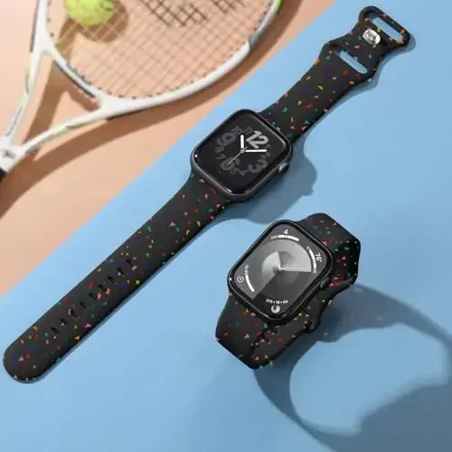 Lenrao erkaklar uchun Apple Watch Bands 46mm 45mm 44mm 42mm bilan mos keladi,Silikon Sport Suvga chidamli sozlanishi iWatch bands soat tasmalari Series 10/9/8/7/6/5/4/3/2/1 SE Ultra - 6