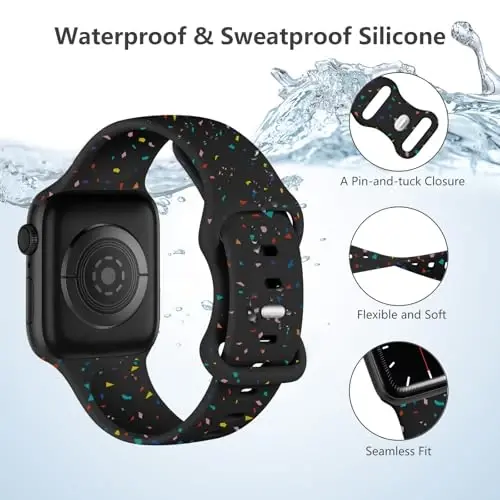 Lenrao erkaklar uchun Apple Watch Bands 46mm 45mm 44mm 42mm bilan mos keladi,Silikon Sport Suvga chidamli sozlanishi iWatch bands soat tasmalari Series 10/9/8/7/6/5/4/3/2/1 SE Ultra - 3