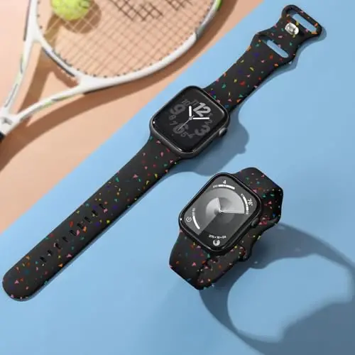 Lenrao erkaklar uchun Apple Watch Bands 46mm 45mm 44mm 42mm bilan mos keladi,Silikon Sport Suvga chidamli sozlanishi iWatch bands soat tasmalari Series 10/9/8/7/6/5/4/3/2/1 SE Ultra - 6