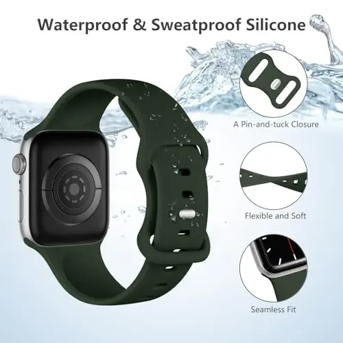 Lenrao Sport Band Compatible with Apple Watch Band 44mm 45mm 46mm 40mm 42mm 38mm 41mm 49mm, Soft Silicone Waterproof Replacement Strap for iWatch Watch Series 11 10 9 8 7 6 5 4 3 2 1 SE Ultra Women Men - 3