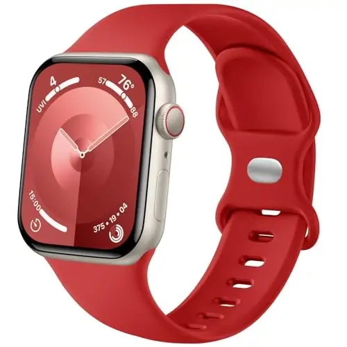 Lenrao, Erkekler için Apple Watch Kordonları ile Uyumlu 46mm 44mm 45mm 42mm 49mm, Apple Watch Serisi 10/9/8/7/6/5/4/3/2/1 SE Ultra ile Uyumlu Yumuşak Spor Silikon Kordon 