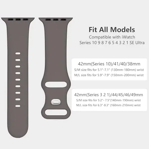 Lenrao Sport Band Compatible with Apple Watch Bands for Men 46mm 44mm 45mm 42mm 49mm,Silicone Adjustable Waterproof Strap Replacement Compatible with iWatch Bands/Series 10/9/8/7/6/5/4/3/2/1 SE Ultra - 5