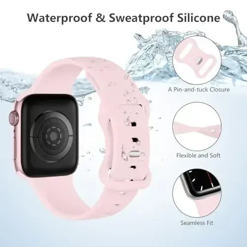 Lenrao Sport Band Apple Watch Band 44mm 45mm 46mm 40mm 42mm 38mm 41mm 49mm bilan mos keladi, iWatch Watch Series 11 10 9 8 7 6 5 4 3 2 1 SE Ultra ayollar erkaklar uchun yumshoq silikon suv o'tkazmaydigan almashtirish tasmasi - 3