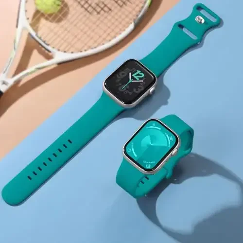 Lenrao iWatch tasmalari bilan mos, nafas oladigan sport silikon sozlanishi bilakuzuk Apple Watch tasmalari bilan mos 44mm 45mm 46mm 49mm erkaklar uchun/Watch Series 10/9/8/7/6/5/4/3/2/1 SE Ultra - 6