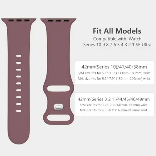 Lenrao, Kadınlar için Apple Watch Kordonları ile Uyumlu 42mm 40mm 38mm 41mm, iWatch Kordonları Serisi 10/9/8/7/6/5/4/3/2/1 SE Ultra için Silikon Spor Su Geçirmez Ayarlanabilir Kayışlar - 4