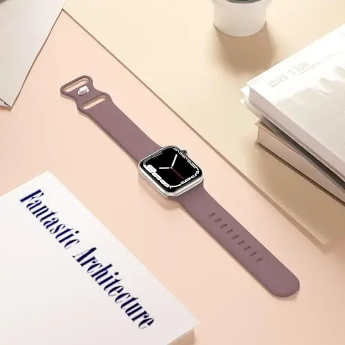 Lenrao, Kadınlar için Apple Watch Kordonları ile Uyumlu 42mm 40mm 38mm 41mm, iWatch Kordonları Serisi 10/9/8/7/6/5/4/3/2/1 SE Ultra için Silikon Spor Su Geçirmez Ayarlanabilir Kayışlar - 5