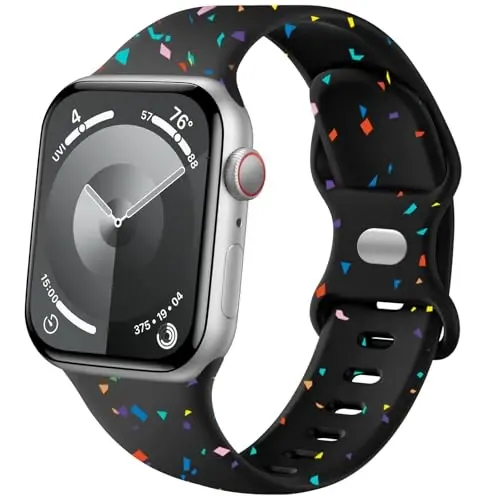 Lenrao Sport Band Compatible with Apple Watch Band 44mm 45mm 46mm 40mm 42mm 38mm 41mm 49mm, Soft Silicone Waterproof Replacement Strap for iWatch Watch Series 11 10 9 8 7 6 5 4 3 2 1 SE Ultra Women Men - 1