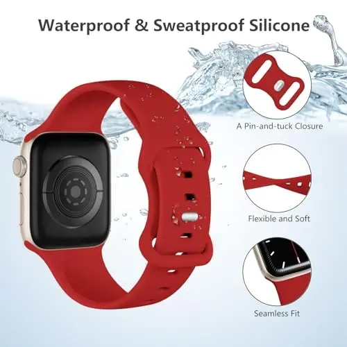 Lenrao Sport Band Compatible with Apple Watch Band 44mm 45mm 46mm 40mm 42mm 38mm 41mm 49mm, Soft Silicone Waterproof Replacement Strap for iWatch Watch Series 11 10 9 8 7 6 5 4 3 2 1 SE Ultra Women Men - 3