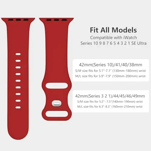Lenrao Sport Band Compatible with Apple Watch Band 44mm 45mm 46mm 40mm 42mm 38mm 41mm 49mm, Soft Silicone Waterproof Replacement Strap for iWatch Watch Series 11 10 9 8 7 6 5 4 3 2 1 SE Ultra Women Men - 5