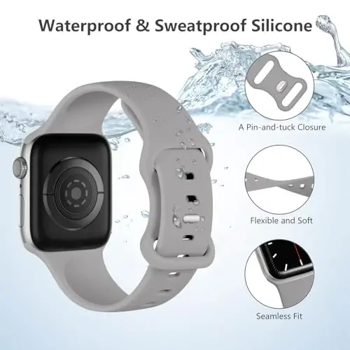 Lenrao Sport Band Compatible with Apple Watch Band 44mm 45mm 46mm 40mm 42mm 38mm 41mm 49mm, Soft Silicone Waterproof Replacement Strap for iWatch Watch Series 11 10 9 8 7 6 5 4 3 2 1 SE Ultra Women Men - 3