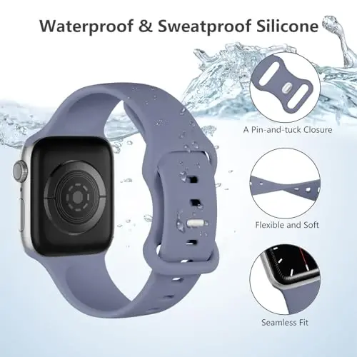 Lenrao Kadınlar için iWatch Bantları ile Uyumlu, Nefes Alabilen Spor Silikon Ayarlanabilir Bileklik, Kadınlar için Apple Watch Bantları 42mm 40mm 38mm 41mm/Watch Series 10/9/8/7/6/5/4/3/2/1 SE Ultra ile Uyumlu - 3