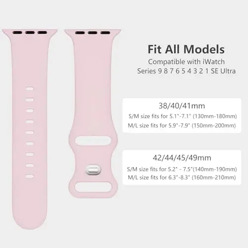 Lenrao Compatible with iWatch Bands for Women, Breathable Sport Silicone Adjustable Wristband Compatible with Apple Watch Bands 42mm 40mm 38mm 41mm for Women/Watch Series 10/9/8/7/6/5/4/3/2/1 SE Ultra - 5
