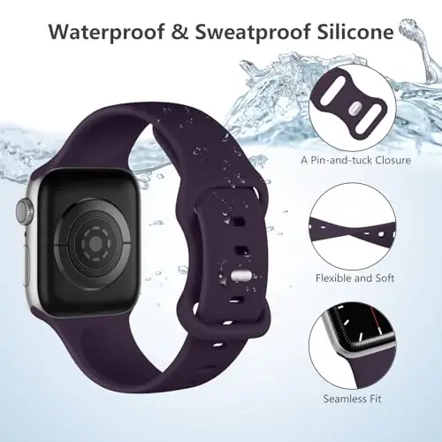 Lenrao Sport Band Compatible with Apple Watch Band 44mm 45mm 46mm 40mm 42mm 38mm 41mm 49mm, Soft Silicone Waterproof Replacement Strap for iWatch Watch Series 11 10 9 8 7 6 5 4 3 2 1 SE Ultra Women Men - 3