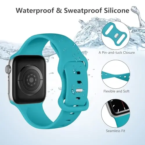 Lenrao Sport Band Compatible with Apple Watch Band 44mm 45mm 46mm 40mm 42mm 38mm 41mm 49mm, Soft Silicone Waterproof Replacement Strap for iWatch Watch Series 11 10 9 8 7 6 5 4 3 2 1 SE Ultra Women Men - 3