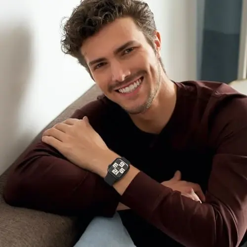 Lenrao Совместим с ремешками Apple Watch 44мм 45мм 46мм 42мм 49мм для мужчин,Черный Силиконовый Спортивный Водонепроницаемый Регулируемый Ремешок для iWatch bands/watch Series 10/9/8/7/6/5/4/3/2/1 SE Ultra - 6