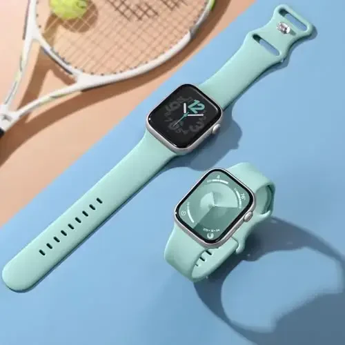 Lenrao Совместим с ремешками Apple Watch SE, дышащий силиконовый регулируемый ремешок, совместимый с ремешками Apple Watch 44 мм 45 мм 42 мм 46 мм для мужчин / для ремешка iWatch серии 10/9/8/7/6/5/4/3/2/1 SE Ultra - 6