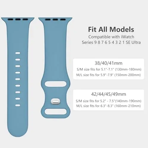 Lenrao Sport Band Compatible with Apple Watch Band 44mm 45mm 46mm 40mm 42mm 38mm 41mm 49mm, Soft Silicone Waterproof Replacement Strap for iWatch Watch Series 11 10 9 8 7 6 5 4 3 2 1 SE Ultra Women Men - 5