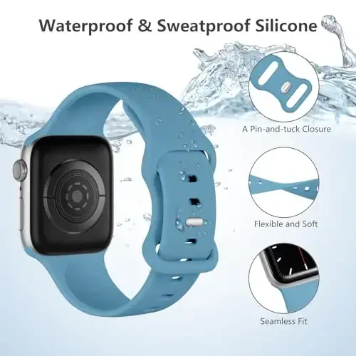 Lenrao Sport Band Compatible with Apple Watch Band 44mm 45mm 46mm 40mm 42mm 38mm 41mm 49mm, Soft Silicone Waterproof Replacement Strap for iWatch Watch Series 11 10 9 8 7 6 5 4 3 2 1 SE Ultra Women Men - 3